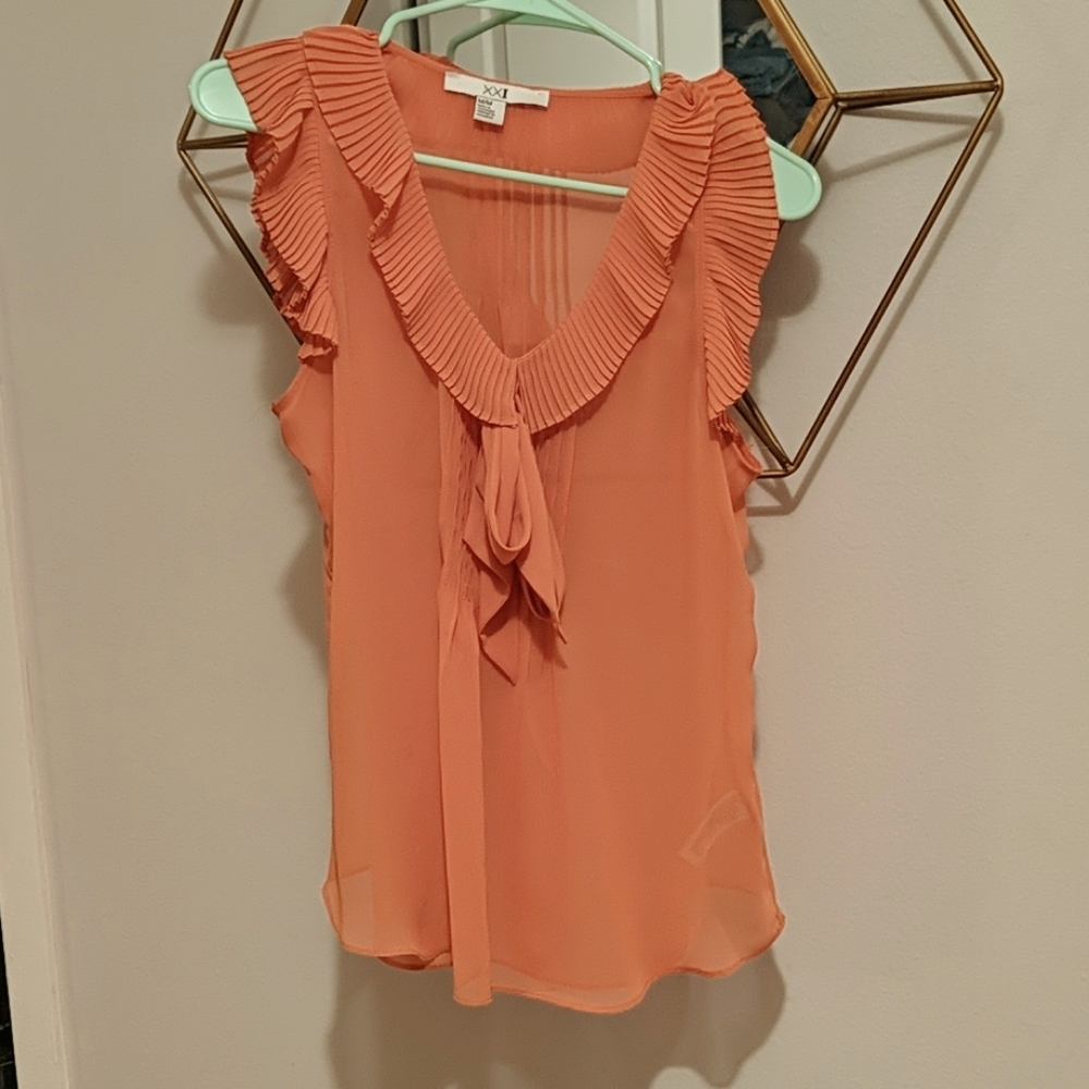 Orange polyester sleeveless blouse